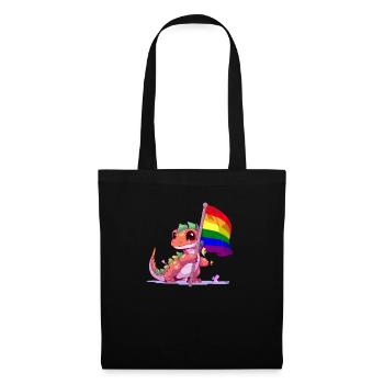Dinosaure LGBT Pride Jeu de mots drapeau arc-en-ciel transgenre - Sac en tissu - noir - Devant