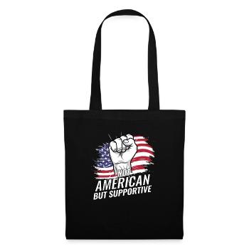 Pas américain mais favorable aux États-Unis Flag Voyage aux États-Unis - Sac en tissu - noir - Devant