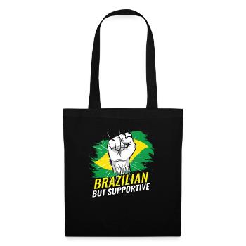 Not Brazilian But Supportive Brazil Flag Country - Tote Bag - black - Front