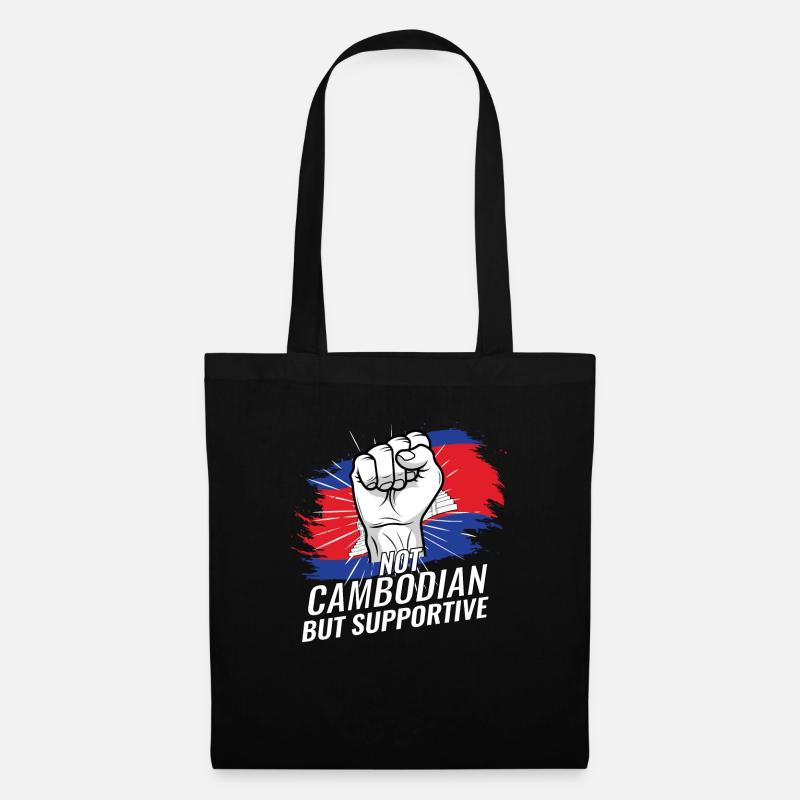 Not Cambodian But Supportive Cambodia Flag - Stoffbeutel - Schwarz
