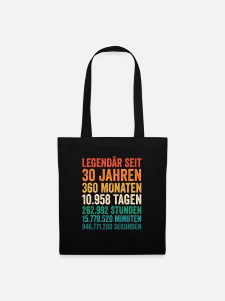 30 Jahre Dreißigster Geburtstag - Stoffbeutel - Schwarz
