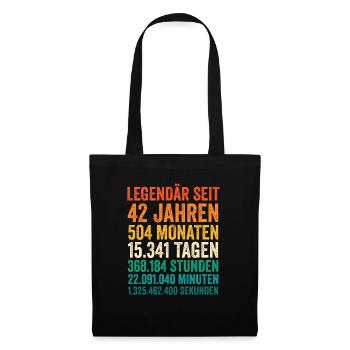 42 Jahre Zweiundvierzigster Geburtstag - Stoffbeutel - Schwarz - Vorne