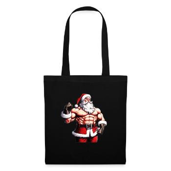 Santa the Strongman: Weihnachtliche Bodybuilder-Kleidung - Stoffbeutel - Schwarz - Vorne