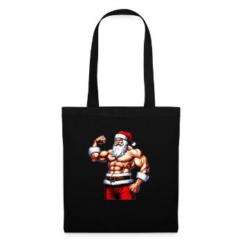 Père Noël en fer: culturiste de Noël avec le Père Noël Weigh - Sac en tissu - noir - Devant