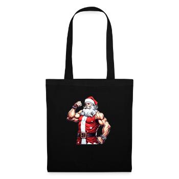 Père Noël déchiré : Noël avec le Père Noël musclé - Sac en tissu - noir - Devant