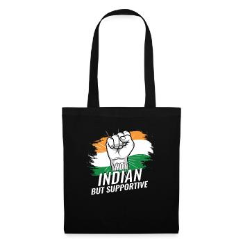 Not Indian But Supportive India Flag Country - Stoffbeutel - Schwarz - Vorne