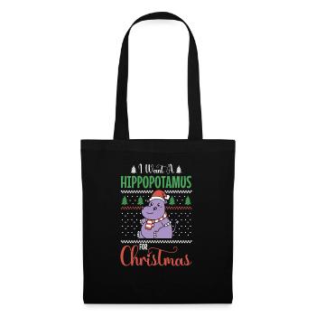 Je veux un hippopotame pour Noël - Sac en tissu - noir - Devant