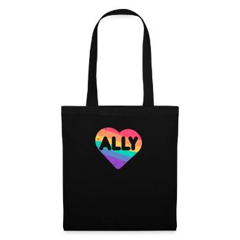 Ally Rainbow Flag Heart pour LGBT Gay Et Lesbienne - Sac en tissu - noir - Devant