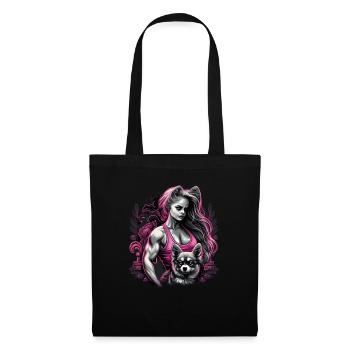 Pink Chihuahua | Fitness Girl Gym Sport Dumbbell - Tote Bag - black - Front
