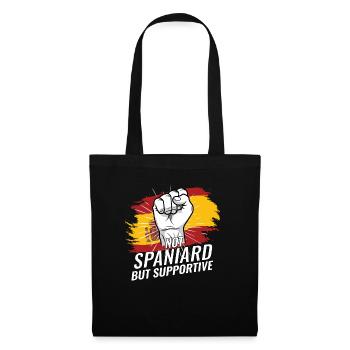Not Spaniard But Supportive Spain Flag Country - Tote Bag - black - Front