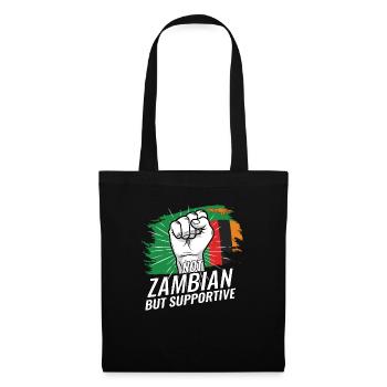 Not Zambian But Supportive Zambia Flag Country - Tote Bag - black - Front