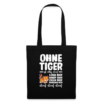Tiger Motiv - Stoffbeutel - Schwarz - Vorne