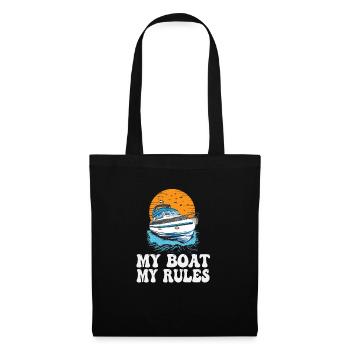 My Boat My Rules Funny Motorboating Quote Pontoon - Tote Bag - black - Front