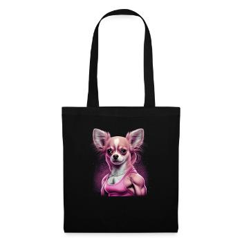 Pink Chihuahua | Fitness Girl Gym Sport Dumbbell - Tote Bag - black - Front