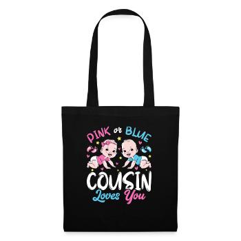 Rosa oder blauer Cousin liebt Ihr Baby Geschlecht Enthüllung - Stoffbeutel - Schwarz - Vorne