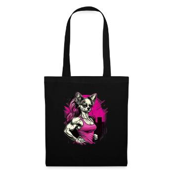 Pink Chihuahua | Fitness Girl Gym Sport Dumbbell - Tote Bag - black - Front