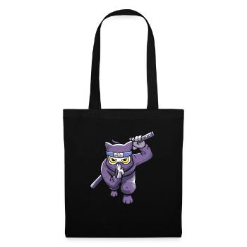 Samurai Japan Ninja Anime Katze - Stoffbeutel - Schwarz - Vorne