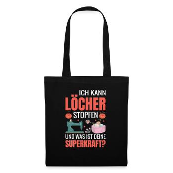 Löcher Stopfen Superkraft Nähen - Stoffbeutel - Schwarz - Vorne