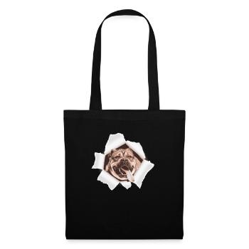 Dog peeking through hole - Tote Bag - black - Front