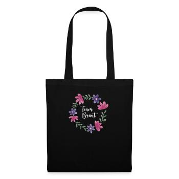 Team Braut I Blumenkranz Hochzeit Boho Stil - Stoffbeutel - Schwarz - Vorne