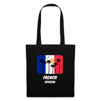 Côte d’azur avec plan-arbres sur drapeau français - Sac en tissu - noir - Devant