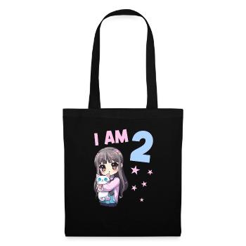 2 Jahre Mädchen Anime Kawaii Katze 2. Geburtstag - Stoffbeutel - Schwarz - Vorne