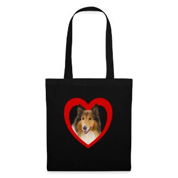 Hundeliebhaber - Hunde Herz - Collie - Stoffbeutel - Schwarz - Vorne