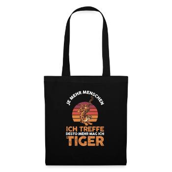 Tiger Motiv - Stoffbeutel - Schwarz - Vorne