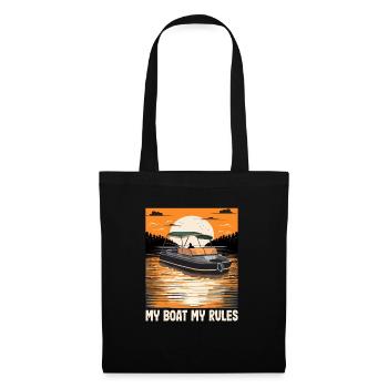 My Boat My Rules Funny Motorboating Quote Pontoon - Tote Bag - black - Front
