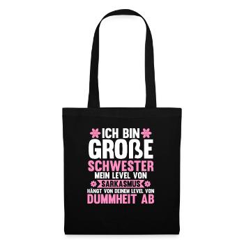 Familienmotiv Schwester - Stoffbeutel - Schwarz - Vorne