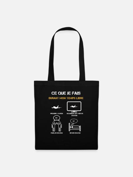 avion temps libre humour - Sac en tissu - noir