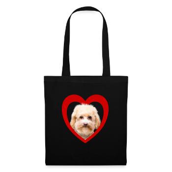 Hundeliebhaber - Hunde Herz - Zwergpudel - Stoffbeutel - Schwarz - Vorne