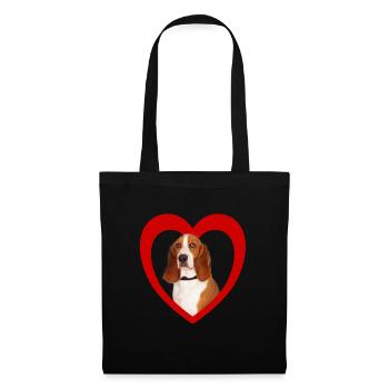 Amoureux des chiens - Cœur de chien - Basset Hound - Sac en tissu - noir - Devant