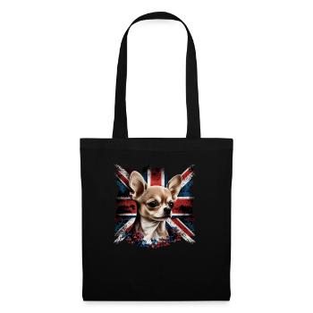 Chihuahua - Großbritannien England Flagge Farben - Stoffbeutel - Schwarz - Vorne