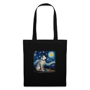 Malamute d’Alaska Van Gogh nuit étoilée - Sac en tissu - noir - Devant