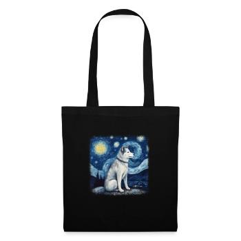 Malamute d’Alaska Van Gogh nuit étoilée - Sac en tissu - noir - Devant