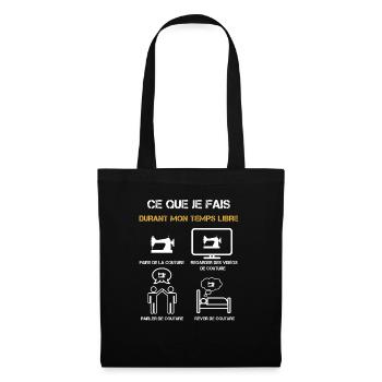 couture temps libre humour - Sac en tissu - noir - Devant