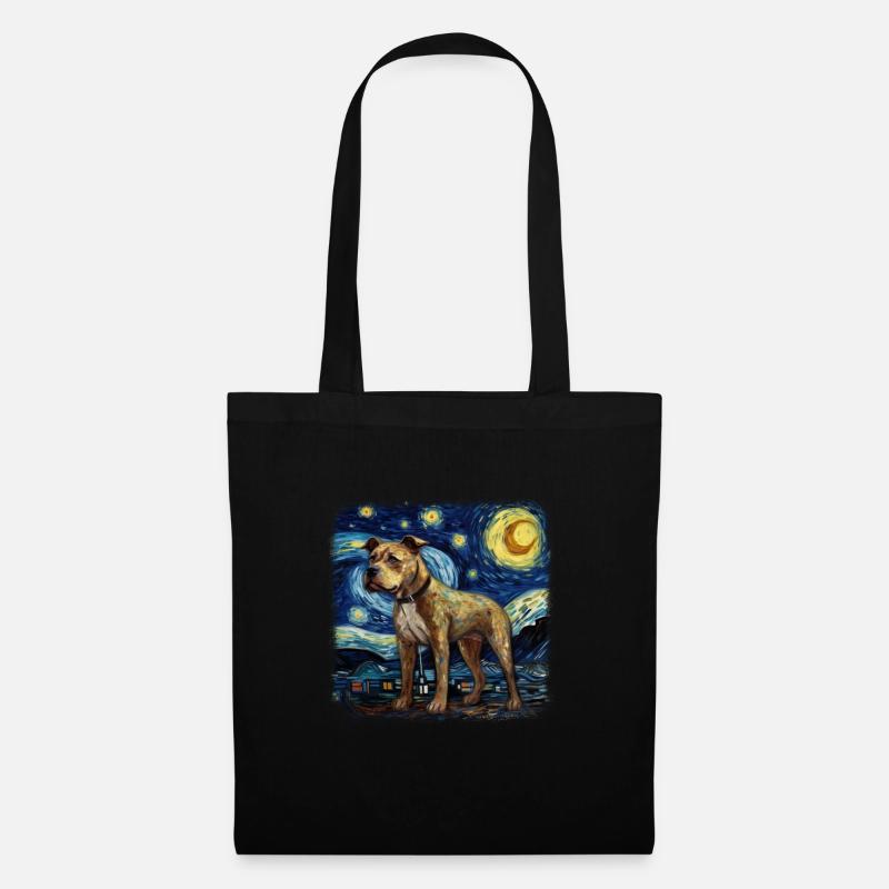 American Staffordshire Terrier Van gogh starry - Stoffbeutel - Schwarz