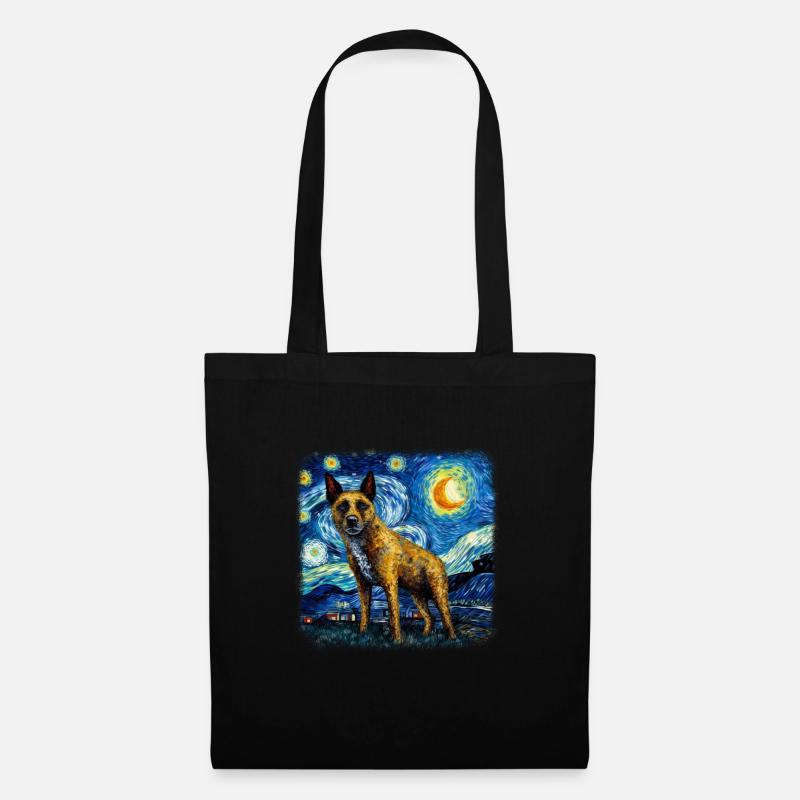 Australian Cattle Dog Van gogh starry night - Stoffbeutel - Schwarz