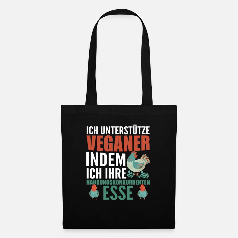 Veganer Vegetarierer Essen - Stoffbeutel - Schwarz