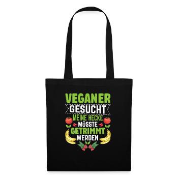 Veganer gesucht lustig Anti Vegan - Stoffbeutel - Schwarz - Vorne