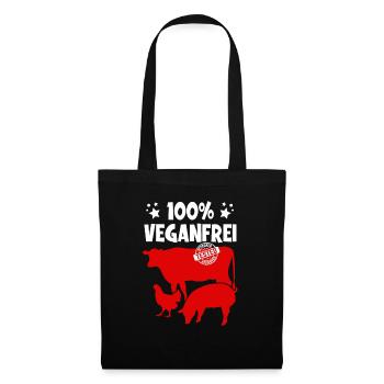 Veganfrei Fleisch Vegan - Stoffbeutel - Schwarz - Vorne