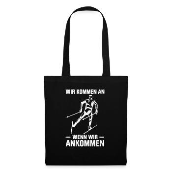 Wir Kommen An Wenn Wir Ankommen Skilangläufer Skat - Stoffbeutel - Schwarz - Vorne