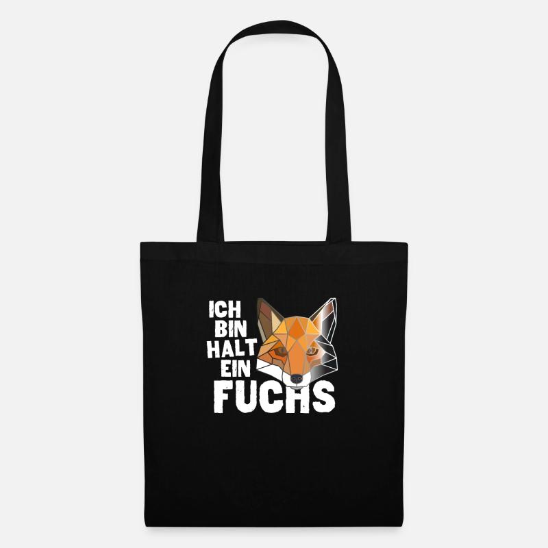Ich bin halt ein Fuchs Low Poly - Stoffbeutel - Schwarz