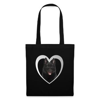 Amoureux des chiens - Cœur de chien - Schipperke - Sac en tissu - noir - Devant