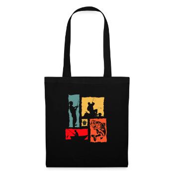 Fisherman Retro Boat Fishing Fish Fishing Rod - Tote Bag - black - Front