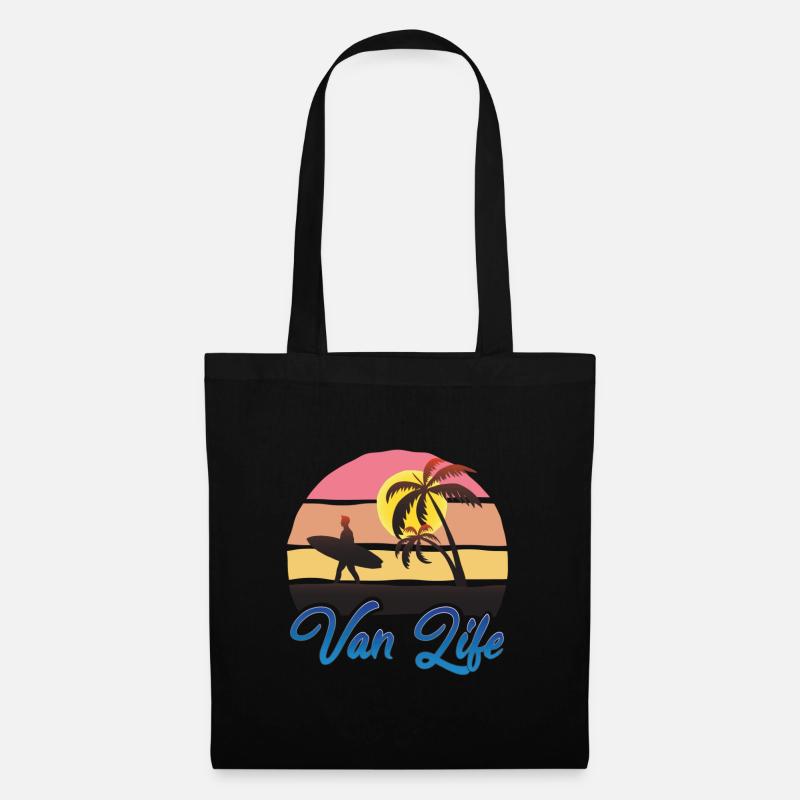 Van Life Retro Beach Design (Blue) - Tote Bag - black