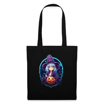 Anime Halloween Kawaii Süßes oder Saures Gruseliger Manga - Stoffbeutel - Schwarz - Vorne