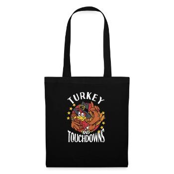 Turkey and Touchdowns Funny Thanksgiving Day - Tote Bag - black - Front