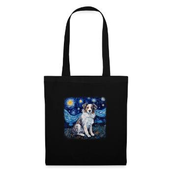Australian Shepherd Van gogh starry night - Tote Bag - black - Front